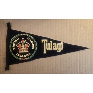 Tulagi British Solomon Islands  Felt Pennant World War 2 Pacific Era 15"x9.5"